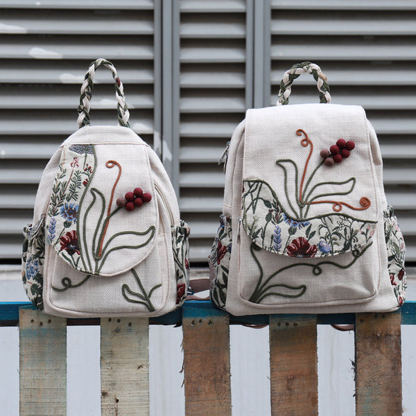 Weave Backpack Leisure Artistic Canvas Bag Size Cotton Packing Women's Bags & Handbags