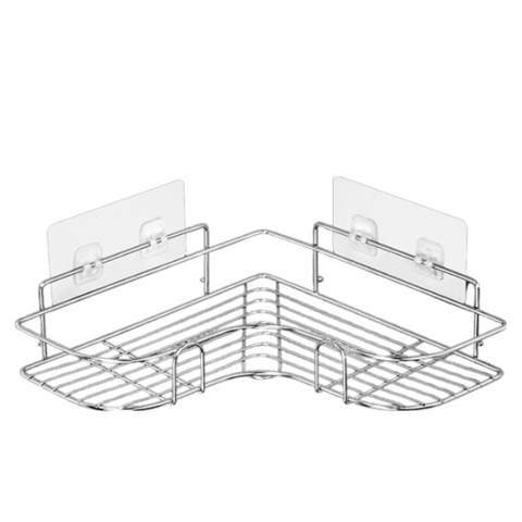 Corner Shelf Shower Silver No Drill Storage Rack Holder Bathroom Organiser Accessories Shower Shelves & Organisers