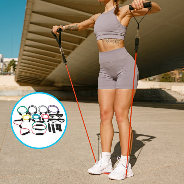 19Pc Resistance Exercise Fitness Bands Tubes Kit Yoga Set Resistance Trainers