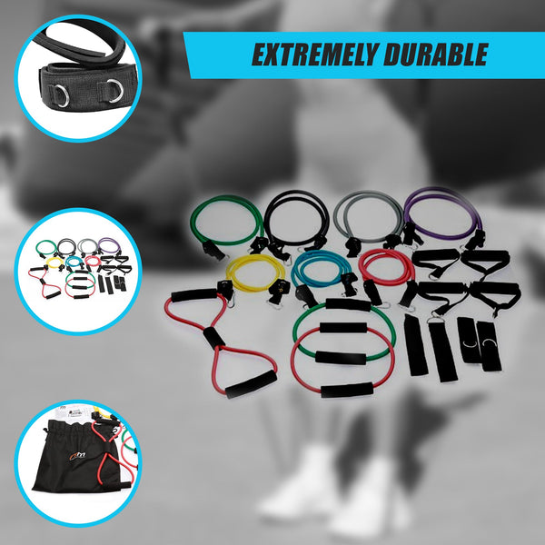 19Pc Resistance Exercise Fitness Bands Tubes Kit Yoga Set Resistance Trainers