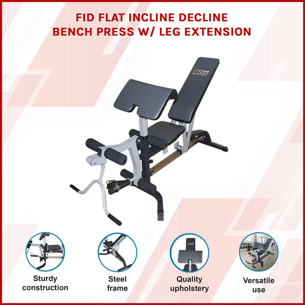 Fid Flat Incline Decline Bench Press W/ Leg Extension Weights Benches