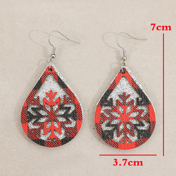 Pu Leather Teardrop Shape Earrings