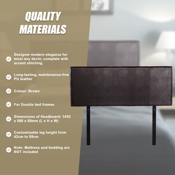 Pu Leather Double Bed Headboard Bedhead Brown Headboards & Footboards