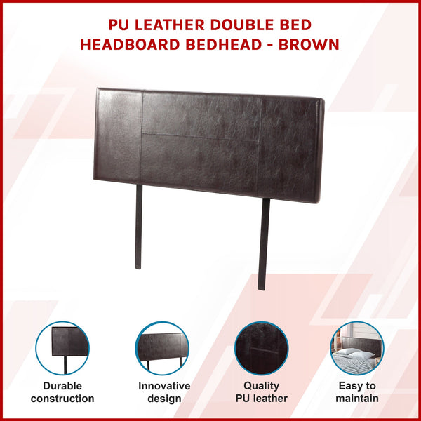 Pu Leather Double Bed Headboard Bedhead Brown Headboards & Footboards