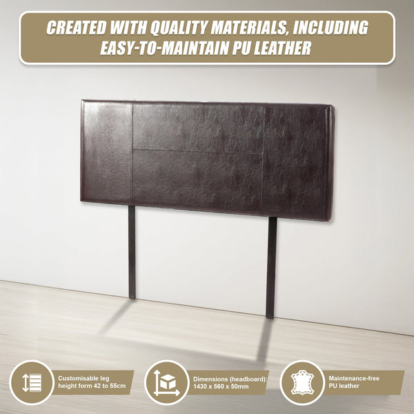 Pu Leather Double Bed Headboard Bedhead Brown Headboards & Footboards