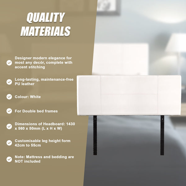 Pu Leather Double Bed Headboard Bedhead White Headboards & Footboards