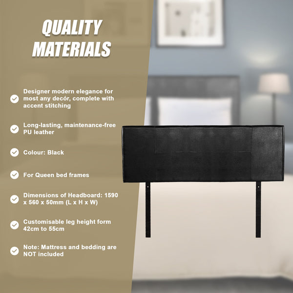 Pu Leather Queen Bed Headboard Bedhead Black Headboards & Footboards