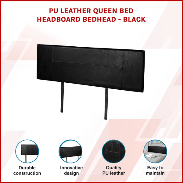 Pu Leather Queen Bed Headboard Bedhead Black Headboards & Footboards