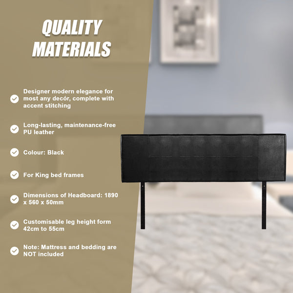 Pu Leather King Bed Headboard Bedhead Black Headboards & Footboards