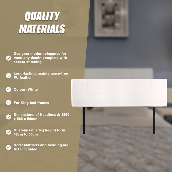 Pu Leather King Bed Headboard Bedhead White Headboards & Footboards