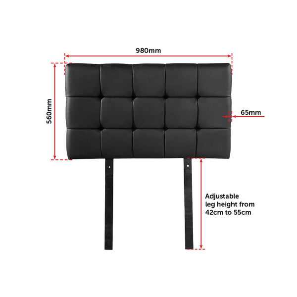 Pu Leather Single Bed Deluxe Headboard Bedhead Black Headboards & Footboards