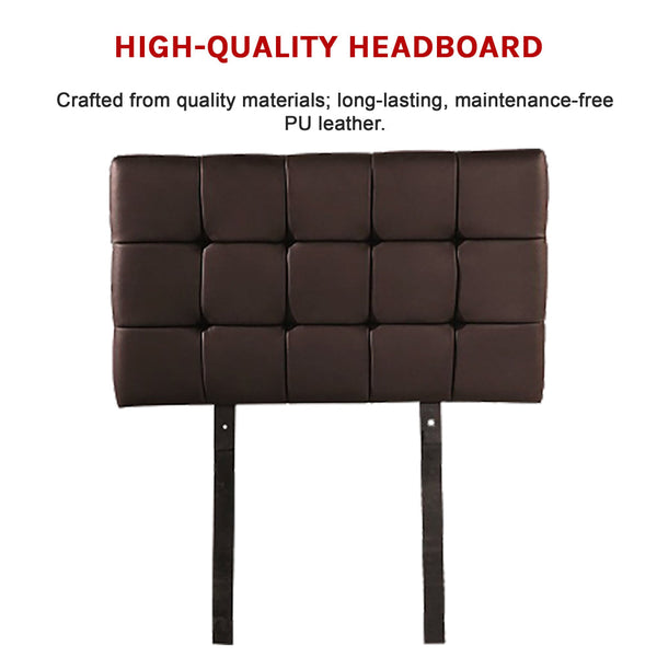 Pu Leather Single Bed Deluxe Headboard Bedhead Brown Headboards & Footboards
