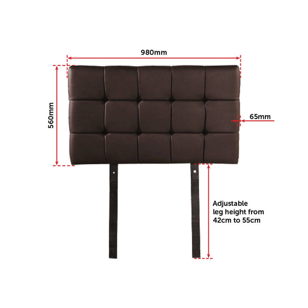 Pu Leather Single Bed Deluxe Headboard Bedhead Brown Headboards & Footboards