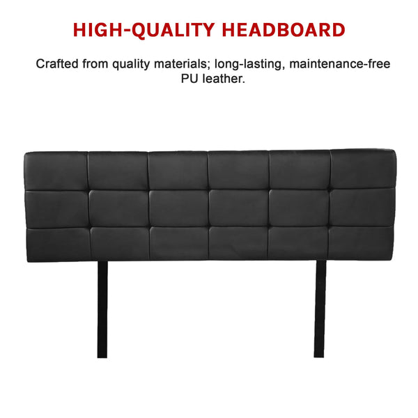 Pu Leather Queen Bed Deluxe Headboard Bedhead Black Headboards & Footboards