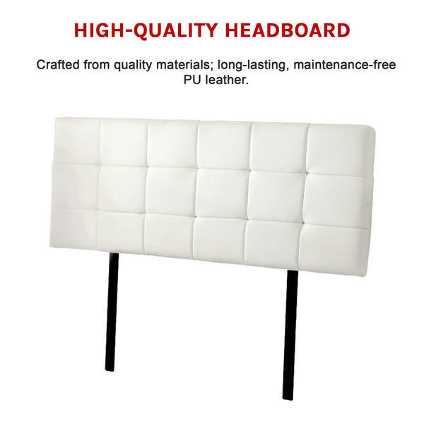 Pu Leather Queen Bed Deluxe Headboard Bedhead White Headboards & Footboards