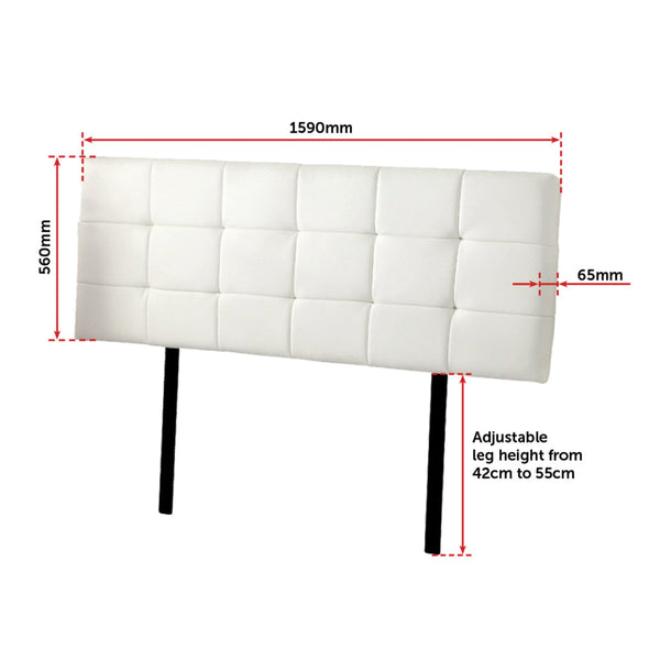 Pu Leather Queen Bed Deluxe Headboard Bedhead White Headboards & Footboards