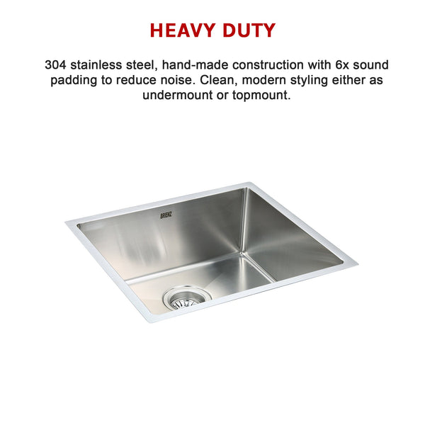 490X440mm Handmade Stainless Steel Undermount / Topmount Kitchen Laundry Sink With Waste Kitchen Sinks