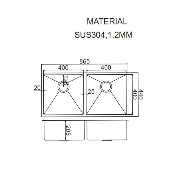 Stainless Steel Sink 865 X 440Mm Kitchen Sinks