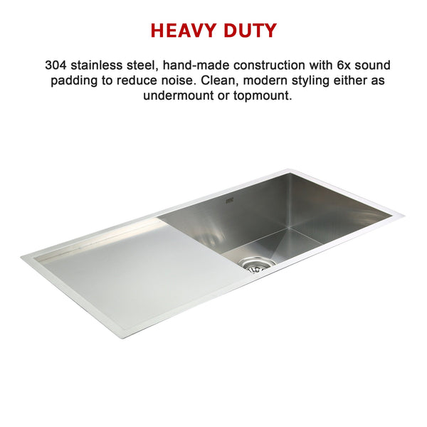 960X450mm Handmade Stainless Steel Undermount / Topmount Kitchen Sink With Waste Kitchen Sinks