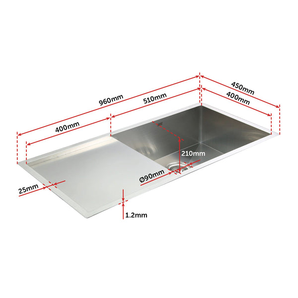 960X450mm Handmade Stainless Steel Undermount / Topmount Kitchen Sink With Waste Kitchen Sinks