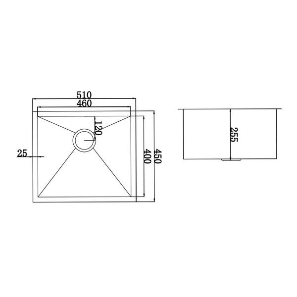 Stainless Steel Sink 510X450mm Kitchen Sinks