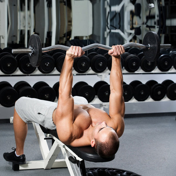 Curl Bar Solid Steel With Spinlock Collars For Biceps And Forearms Home Gyms