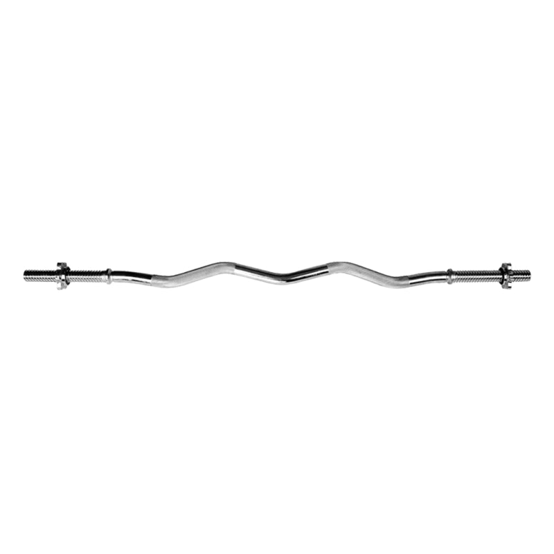 Curl Bar Solid Steel With Spinlock Collars For Biceps And Forearms Home Gyms