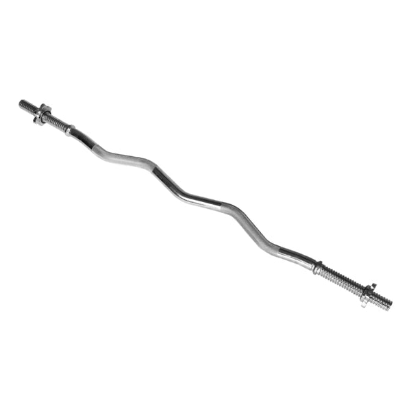 Curl Bar Solid Steel With Spinlock Collars For Biceps And Forearms Home Gyms