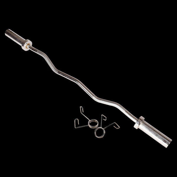 Chrome Olympic Curl Bar Barbell Heavy Duty Ez With Spring Collars Barbells & Attachments
