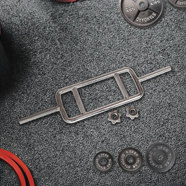 Chrome Tricep Bar Barbell Heavy Duty With Spinlock Collars Barbells & Attachments