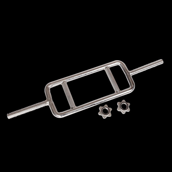 Chrome Tricep Bar Barbell Heavy Duty With Spinlock Collars Barbells & Attachments