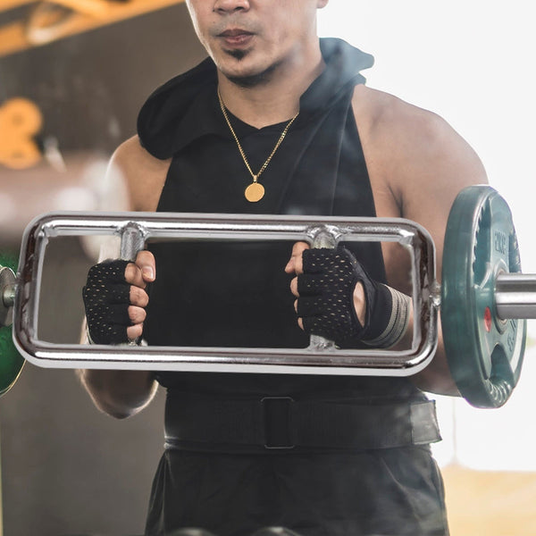 Chrome Olympic Tricep Bar Barbell Heavy Duty With Spring Collars Barbells & Attachments