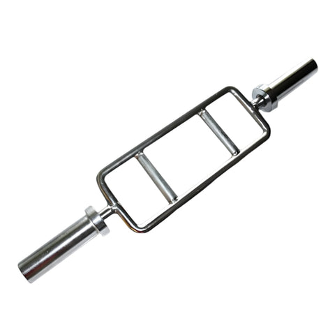 Chrome Olympic Tricep Bar Barbell Heavy Duty With Spring Collars Barbells & Attachments