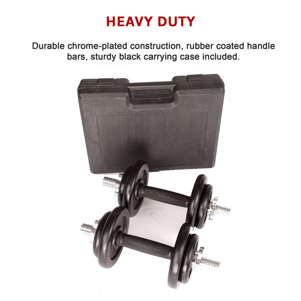 20Kg Black Dumbbell Set With Carrying Case Dumbbells