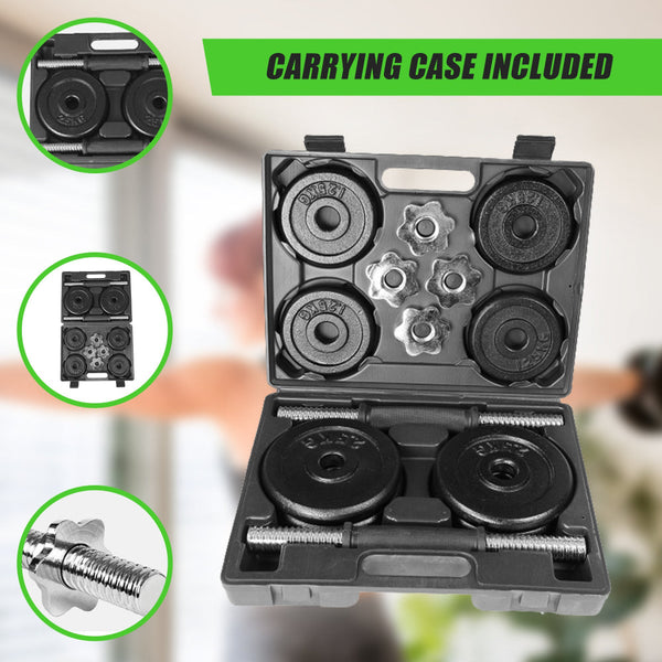 20Kg Black Dumbbell Set With Carrying Case Dumbbells