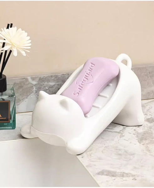 Cat Soap Box Bathroom Products Accessories Dish Cute Pet Drainage Basket Anti Slip Soap Dishes & Dispensers