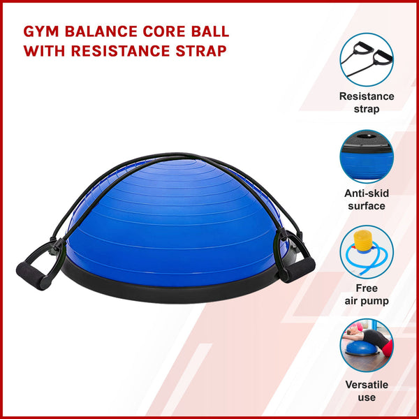 Gym Balance Core Ball With Resistance Strap Exercise Balls