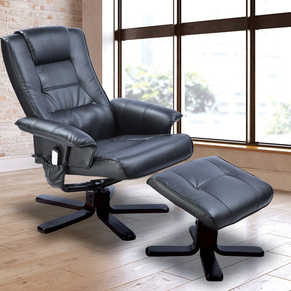 Pu Leather Massage Chair Recliner Ottoman Lounge Remote Black Electric Massage Chairs