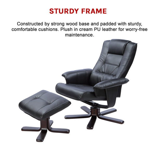 Pu Leather Massage Chair Recliner Ottoman Lounge Remote Black Electric Massage Chairs