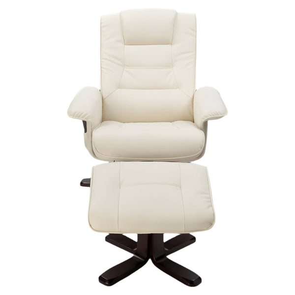 Pu Leather Massage Chair Recliner Ottoman Lounge Remote Cream Electric Massage Chairs