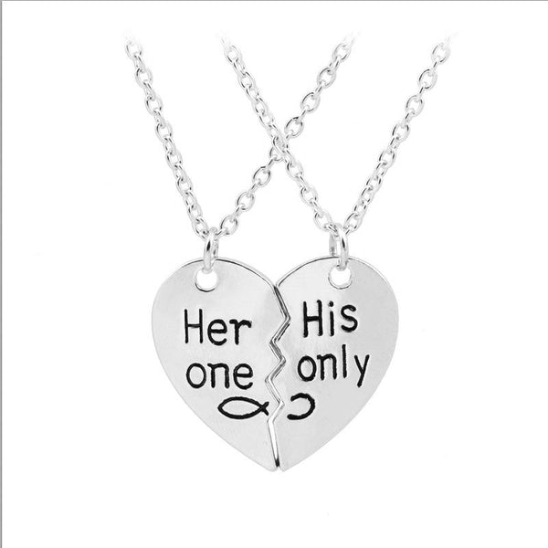 Veile Studios Heart Shape Pendant Couples Necklace Her One His Only Valentine's Day Romantic Gifts Necklaces & Pendants