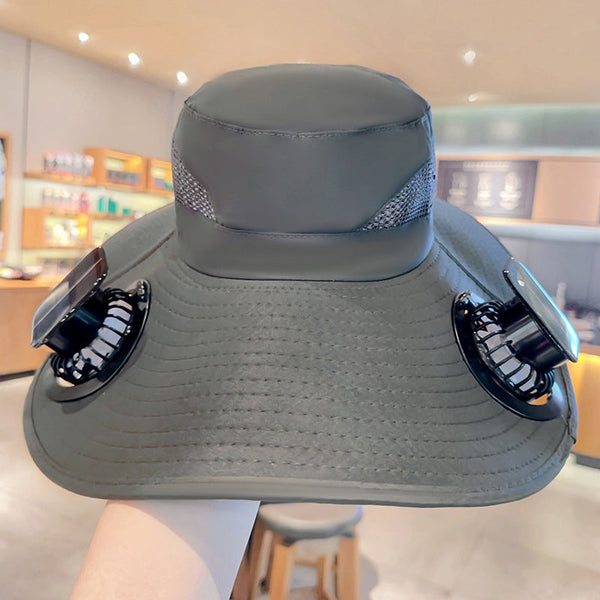 Solar Fan Hat: Wide Brim Bucket With 2 Fans Mens Summer Cap For Outdoor Fishing Camping Hiking. Hats