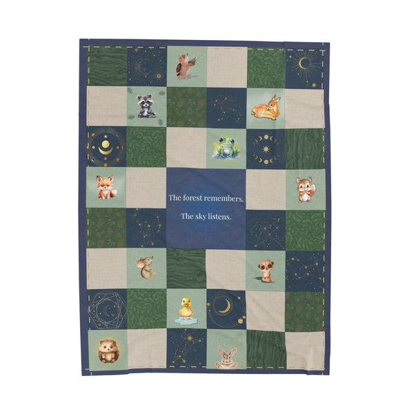 Forest Night Time Blanket 60X80" | Whimsical Magical Woodland Nature Velveteen Soft Throw Blankets