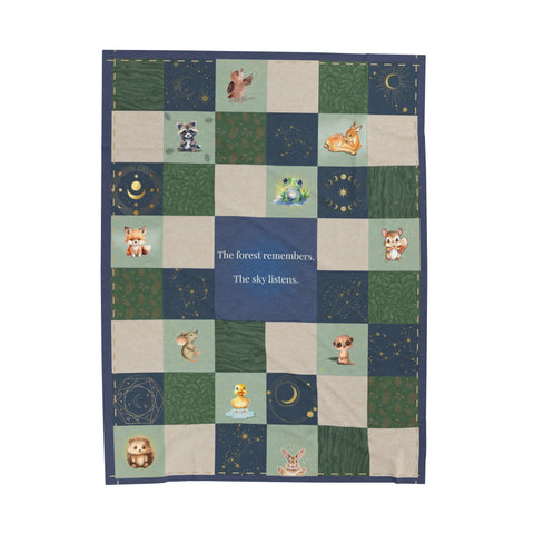 Forest Night Time Blanket 60X80" | Whimsical Magical Woodland Nature Velveteen Soft Throw Blankets