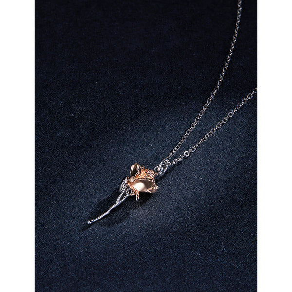 Rose Necklace Pendant S925 Pure Silver Flower Accessory Necklaces & Pendants