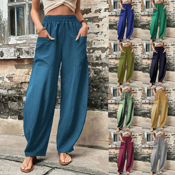 Women's Harem Pants With Pockets High Waisted Casual Beach Loose Trousers Women's Pants