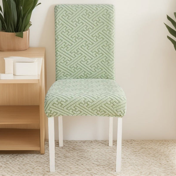 Chair Cover Cypress Green Puzzle Design Anti Dirt Elastic Material Slipcovers