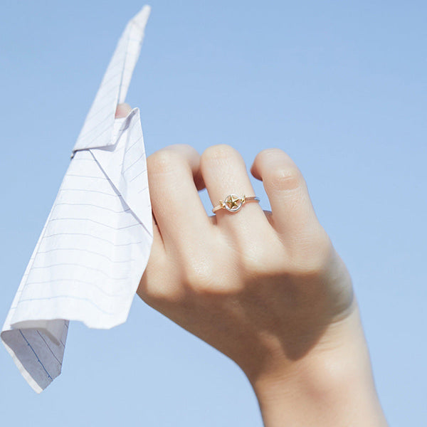 Light Luxury Star Ring Cute Female Open Mouth Rings