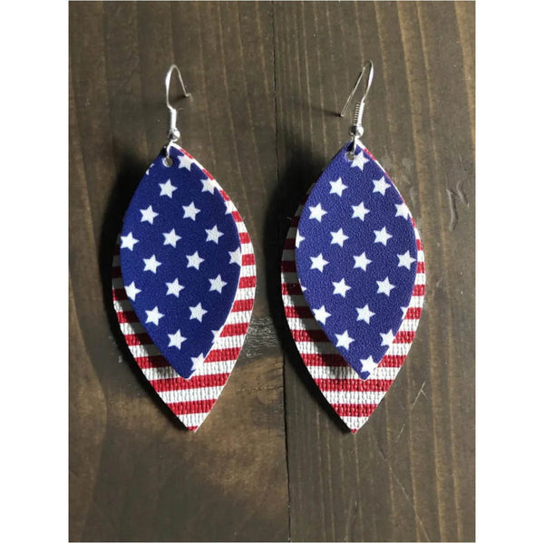 Pu Leather Leaf Dangle Earrings