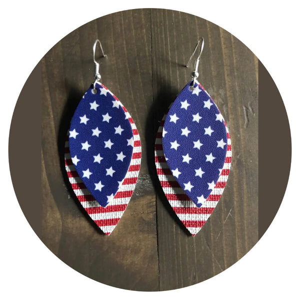 Pu Leather Leaf Dangle Earrings